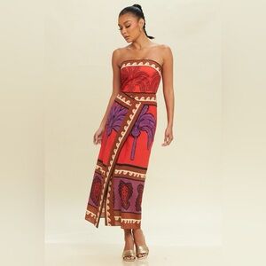 **NWOT** Midi Poplin Dress in Orange Multi